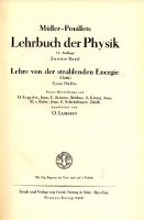Lehre von der stahlenden Energie, 1. Hälfte, 1926